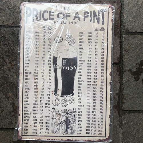 Price Of A Pint Metal Sign