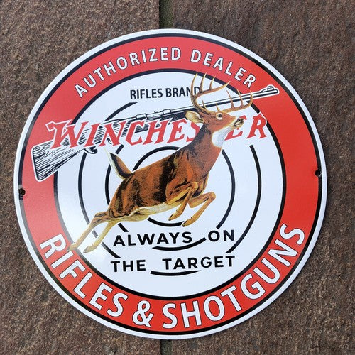 Winchester Always On Target Enamel Sign