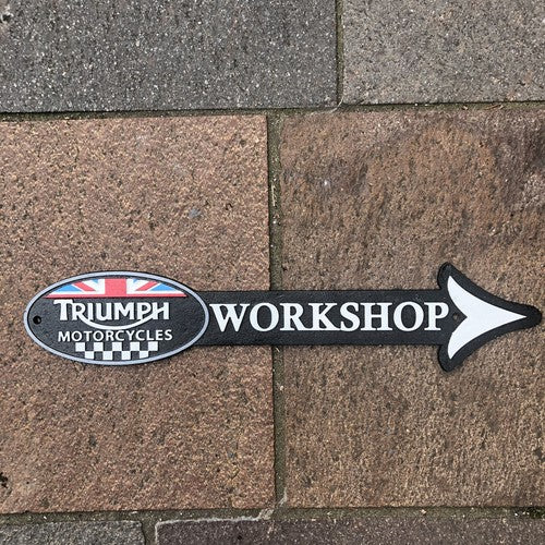 Triumph Motorcycles Workshop Cast Iron Arrow Sign
