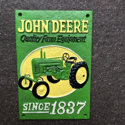 John Deere Quality Farm Equipment Cast Iron Sign