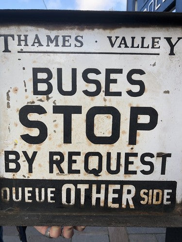 Thames Valley Buses Stop Request Double Sided Enamel Sign Original