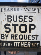 Thames Valley Buses Stop Request Double Sided Enamel Sign Original