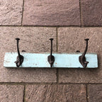 Distressed Vintage 3 Hook Wall Rack Powder Blue No2