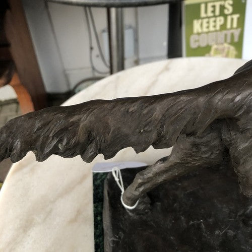 Bronze Gun Dog On Marble Base