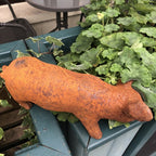 Pair Of Pigs Antiqued Style Garden Ornaments