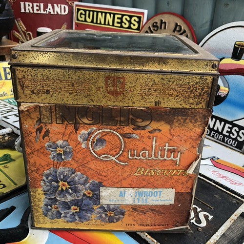 Vintage Inglis Quality Biscuits Counter Hinged Top Lid