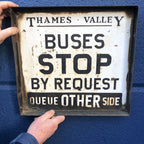 Thames Valley Buses Stop Request Double Sided Enamel Sign Original