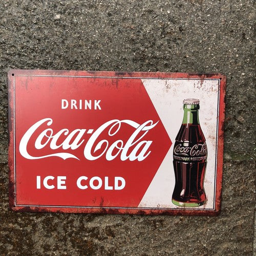 Coca -Cola Drink Ice Cold Metal Sign New Design