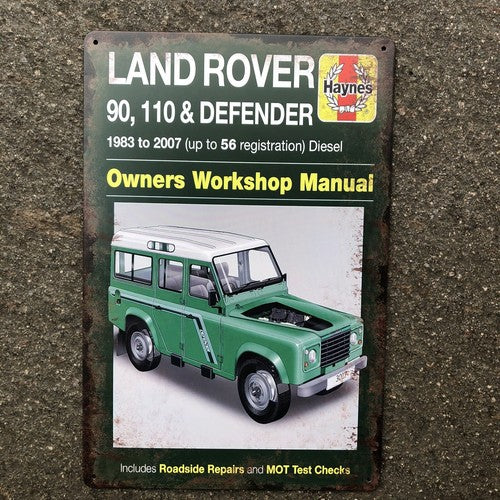 Landrover Haynes Manual Metal Sign New Design