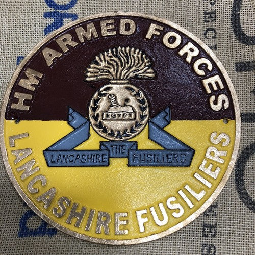 H M Armed Forces Lancashire Fusiliers Cast Iron Sign