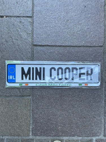 Mini Cooper Irish License Plate Sign