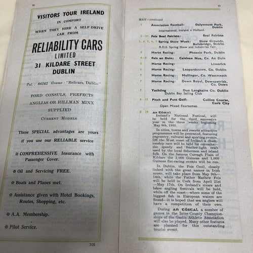 Calendar Of Events Ireland 1955 & Ireland The Western Counties