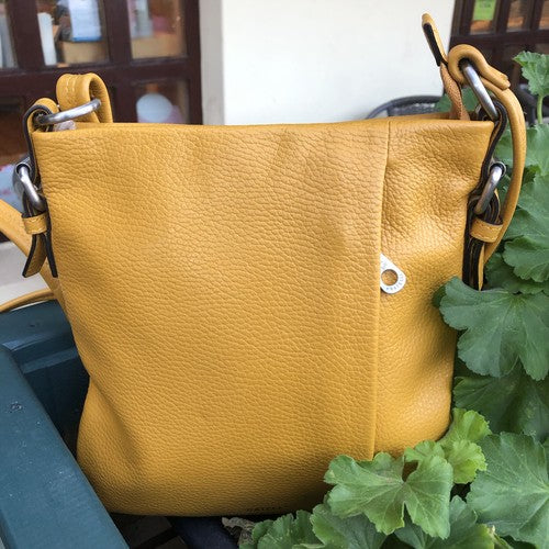 GG Fratelli Leather Yellow Cross Body Bag