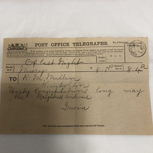 Post Office Telegraph Forms Seven Edwardian (1903)
