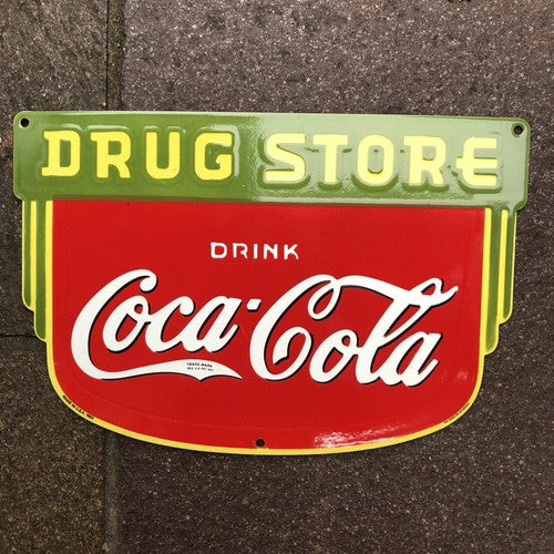 Coca Cola Drug Store Enamel Sign