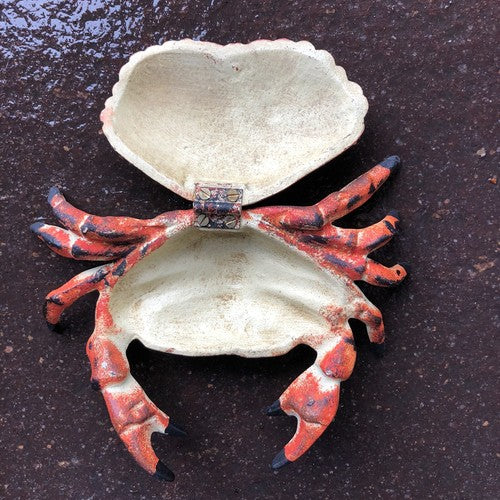 Crab Cast Iron Hinged Lid Trinket Box