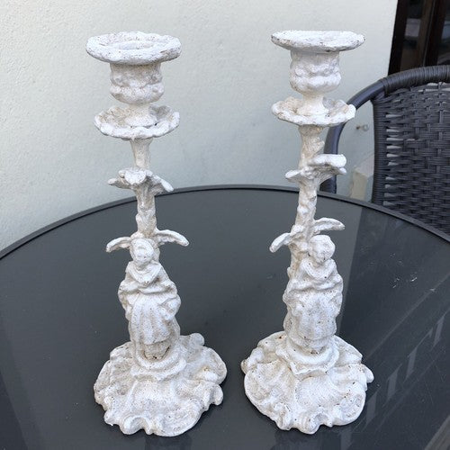 Pair Of Cast Iron Vintage Style Candleholders