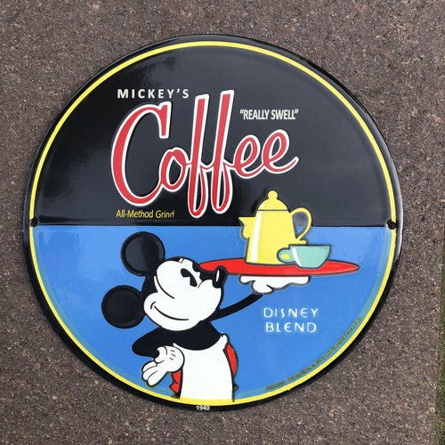 Mickys Really Swell Coffee Enamel Sign