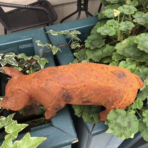 Pair Of Pigs Antiqued Style Garden Ornaments