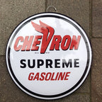Chevron Supreme Gasoline 40 Cms Domed Metal Sign