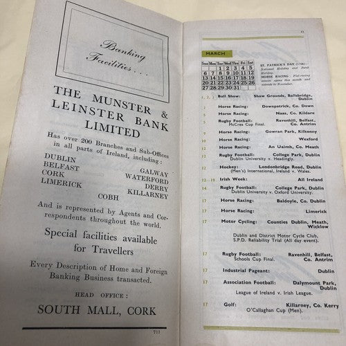 Calendar Of Events Ireland 1955 & Ireland The Western Counties