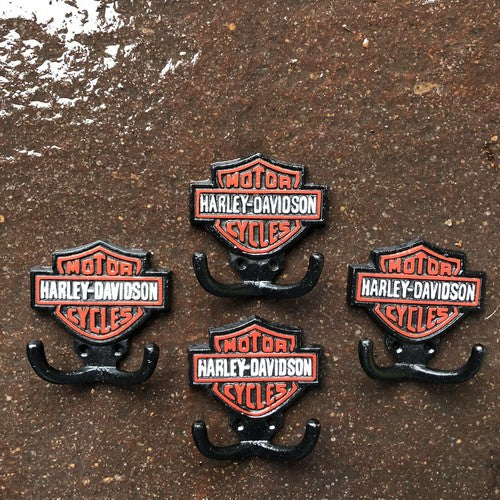 Harley- Davidson Motor Cycles 4 Cast Iron Hooks