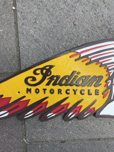 Indian Motorcycle Cast Iron Head Sign Extra Large