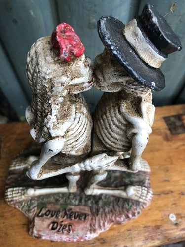 Love Never Dies Skeletons Cast Iron Ornament