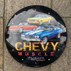 Chevy Muscle 40 Cms Domed Metal Sign