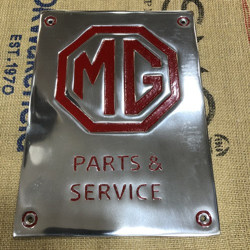 MG Parts & Service Polished Aluminium Sign