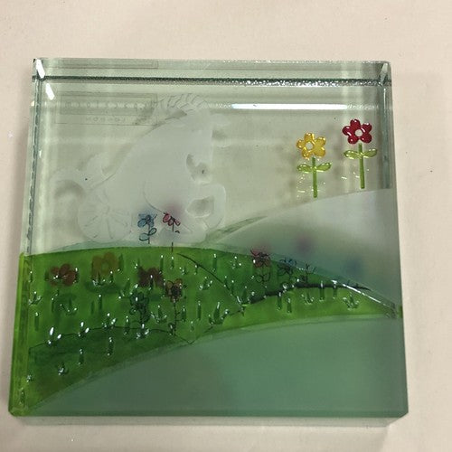 Capricorn Glass Block 3 Inches Square Boxed