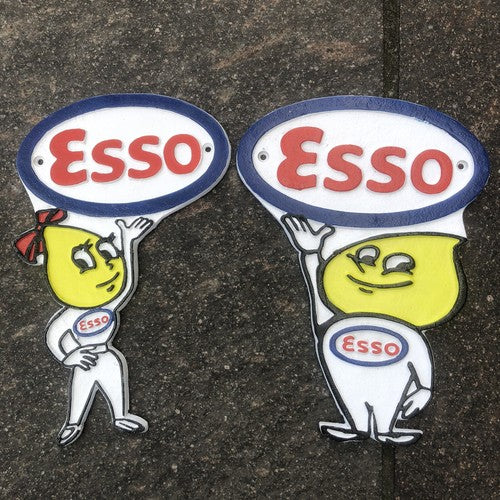 Mr & Mrs Esso Cast Iron Wall Plaques