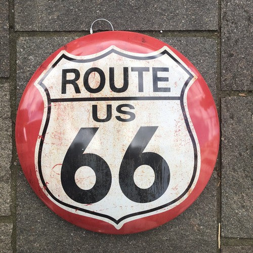Route US 66 Domed 40 Cms Metal Sign