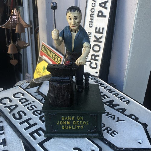Bank On John Deere Cast Iron Money Bank