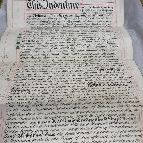 Vellum Indenture Documents 1888