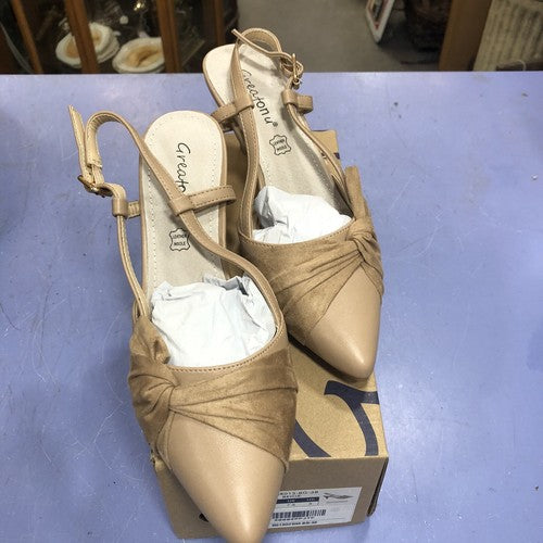 Beige Sling backs Leather Insole Size 5