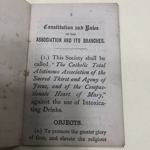 Catholic Booklet Total Abstinence Association Overseas Post Available