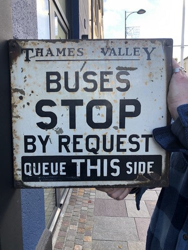 Thames Valley Buses Stop Request Double Sided Enamel Sign Original