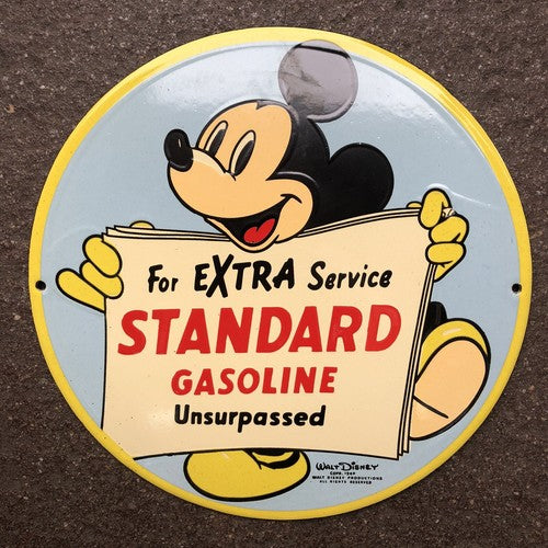 Mickey Mouse Extra Service Standard Gasoline Enamel Sign