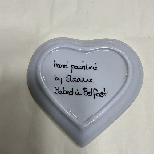 Harland & Wolf Crane Handpainted Heart Dish Baked In Belfast