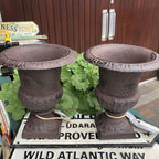 Cast Iron Pair Garden Urns 20 Cms High