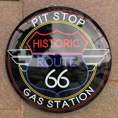 Route 66 Gas 40 Cms Domed Metal Sign