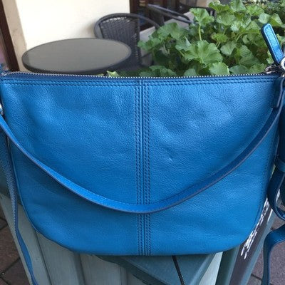 Fossil Blue Leather & Suede Bag Preloved Good Condition