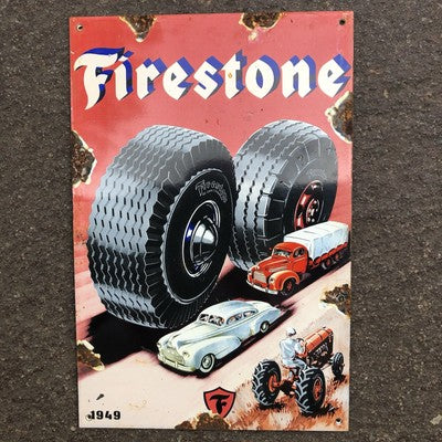Firestone Enamel Sign