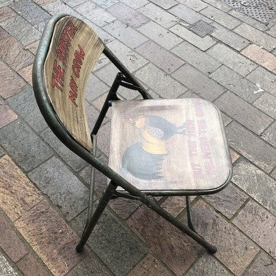 Folding Metal Chair The Rooster May Crow Haines Painted