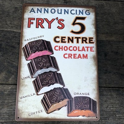 Fryâs 5 Centre Chocolate Cream Metal Sign