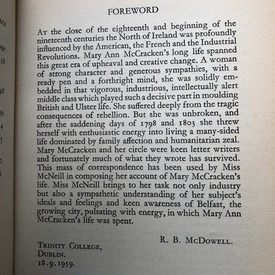The Life And Times Of Mary Ann McCracken By Mary McNeill