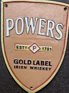 Powers Gold Label Cast Iron Sign