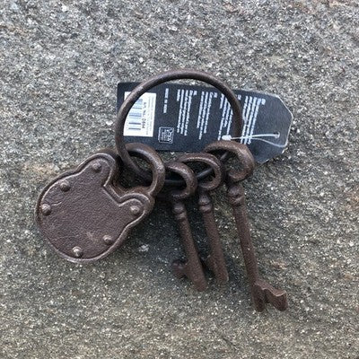 Keys With Padlock Cast Iron On Ring