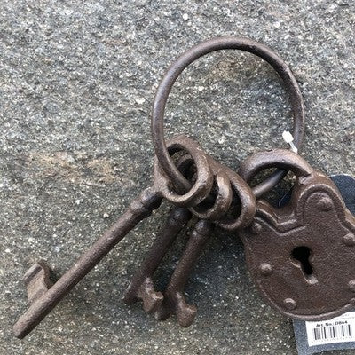 Keys With Padlock Cast Iron On Ring
